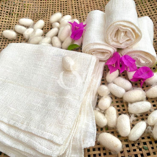 Raw Silk Face Towel - No dyed - 100% Natural Mulberry Silk - Best for your skin