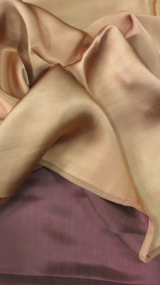 Bronze Brown Silk - PURE MULBERRY SILK fabric by the yard - Luxury silk fabric - Natural silk - Handmade in VietNam - Double-sided silk