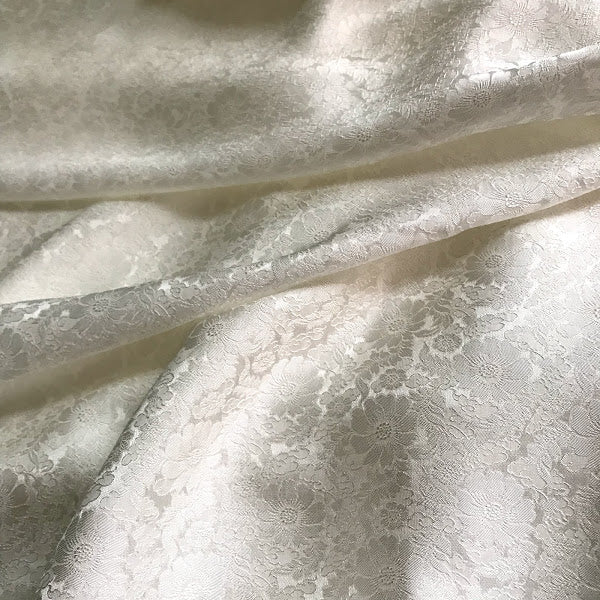 White silk with Daisy chrysanthemums - PURE MULBERRY SILK fabric by the yard -  Floral Silk -Luxury Silk - Natural silk - Handmade in VietNam