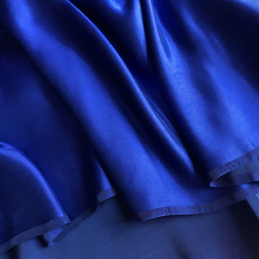 Royal Blue Silk fabric by the yard - Natural silk - Pure Mulberry Silk - Handmade in VietNam- Royal blue silk satin