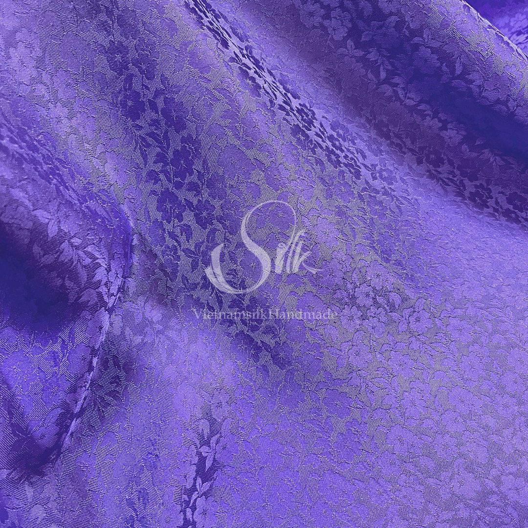 Premium Silk Fabric - Orchid  Purple Floral Silk - HIGH-GRADE - 100% Mulberry Silk fabric by the yard - Luxury silk -  Natural silk - Organic Silk - Handmade in Vietnam