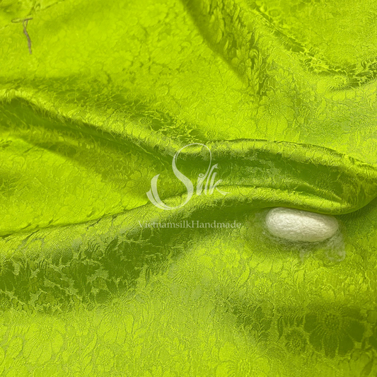 Premium Silk Fabric - Chartreuse Green Silk - HIGH-GRADE - 100% Mulberry Silk fabric by the yard - Luxury silk -  Natural silk - Organic Silk - Handmade in Vietnam