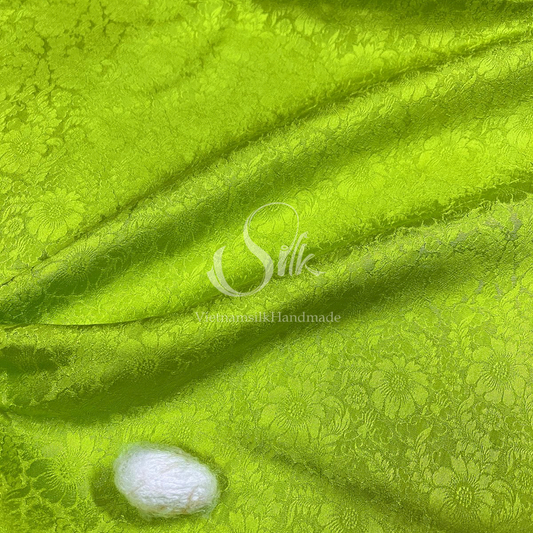 Premium Silk Fabric - Chartreuse Green Silk - HIGH-GRADE - 100% Mulberry Silk fabric by the yard - Luxury silk -  Natural silk - Organic Silk - Handmade in Vietnam