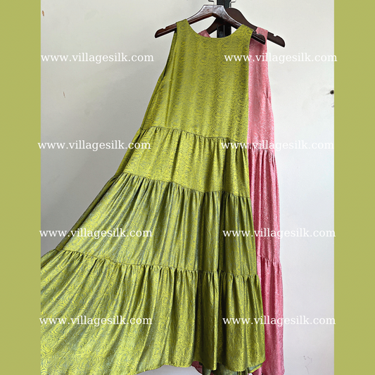 Tier Silk Dress - Mulberry Silk - Maxi Dress