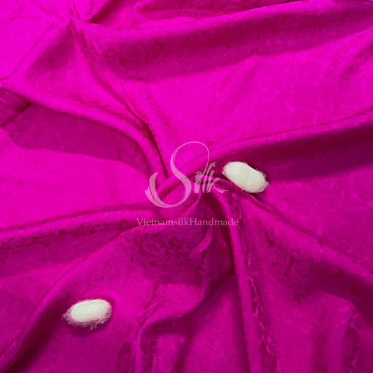 Premium Silk Fabric - Hot Pink Floral Silk - HIGH-GRADE - 100% Mulberry Silk fabric by the yard - Luxury silk -  Natural silk - Organic Silk - Handmade in Vietnam