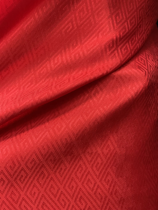 Red Silk with plaid pattern - PURE MULBERRY SILK fabric by the yard -Luxury Silk - Natural silk - Handmade in VietNam- Silk with Design