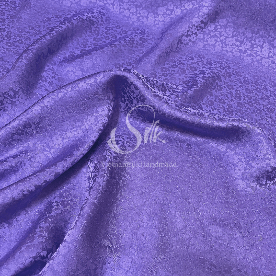 Premium Silk Fabric - Orchid  Purple Floral Silk - HIGH-GRADE - 100% Mulberry Silk fabric by the yard - Luxury silk -  Natural silk - Organic Silk - Handmade in Vietnam