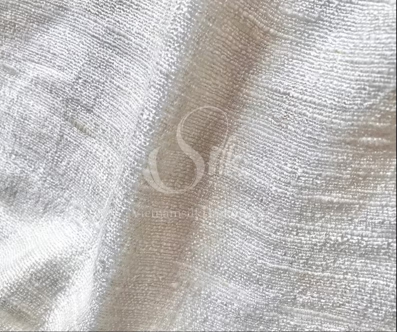 RAW SILK Fabric by the yard, 100% Mulberry Silk, Handmade in Vietnam, Non-Dyed, Organic Silk