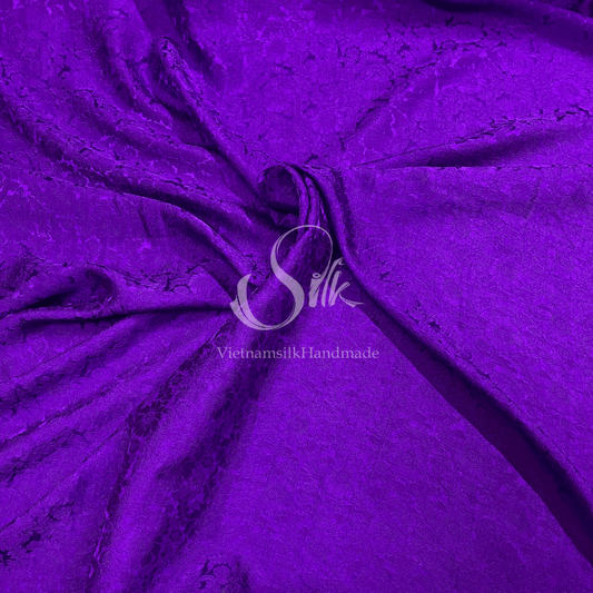 Premium Silk Fabric - Purple Floral Silk - HIGH-GRADE - 100% Mulberry Silk fabric by the yard - Luxury silk -  Natural silk - Organic Silk - Handmade in Vietnam