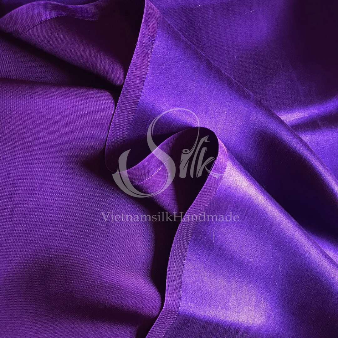 Violet silk - PURE MULBERRY SILK fabric by the yard - Luxury silk fabric - Natural silk - Handmade in VietNam - Plain silk fabric