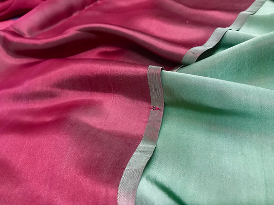 Christmas Silk fabric by the yard - Natural silk - Pure Mulberry Silk - Handmade in VietNam - Green and Red silk